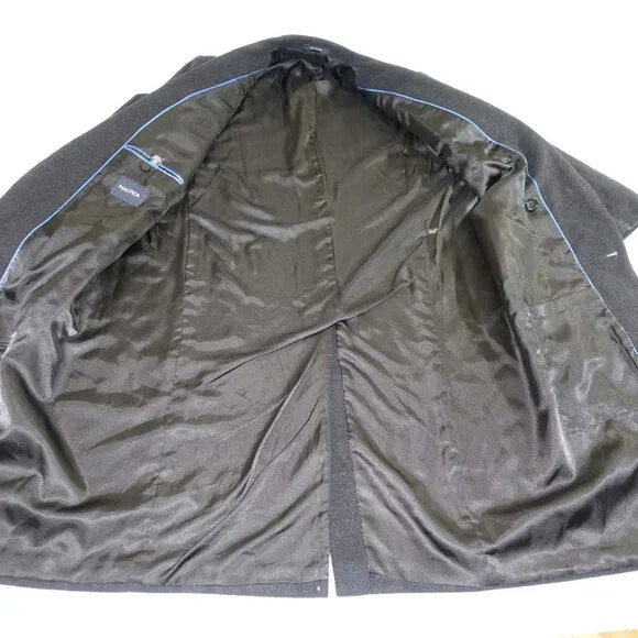 Nautica Men's Overcoat Size 44 Regular Charcoal Gray Wool Blend Winter Coat 44R - Picture 6 of 8